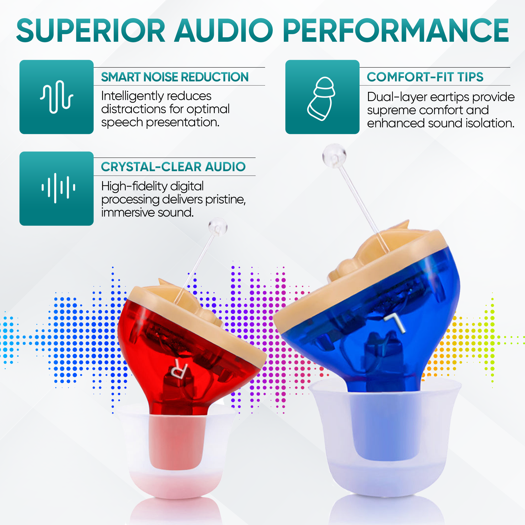 Premium Rechargeable Invisible Hearing Aids (In Ear & 1 Year Free Warranty)