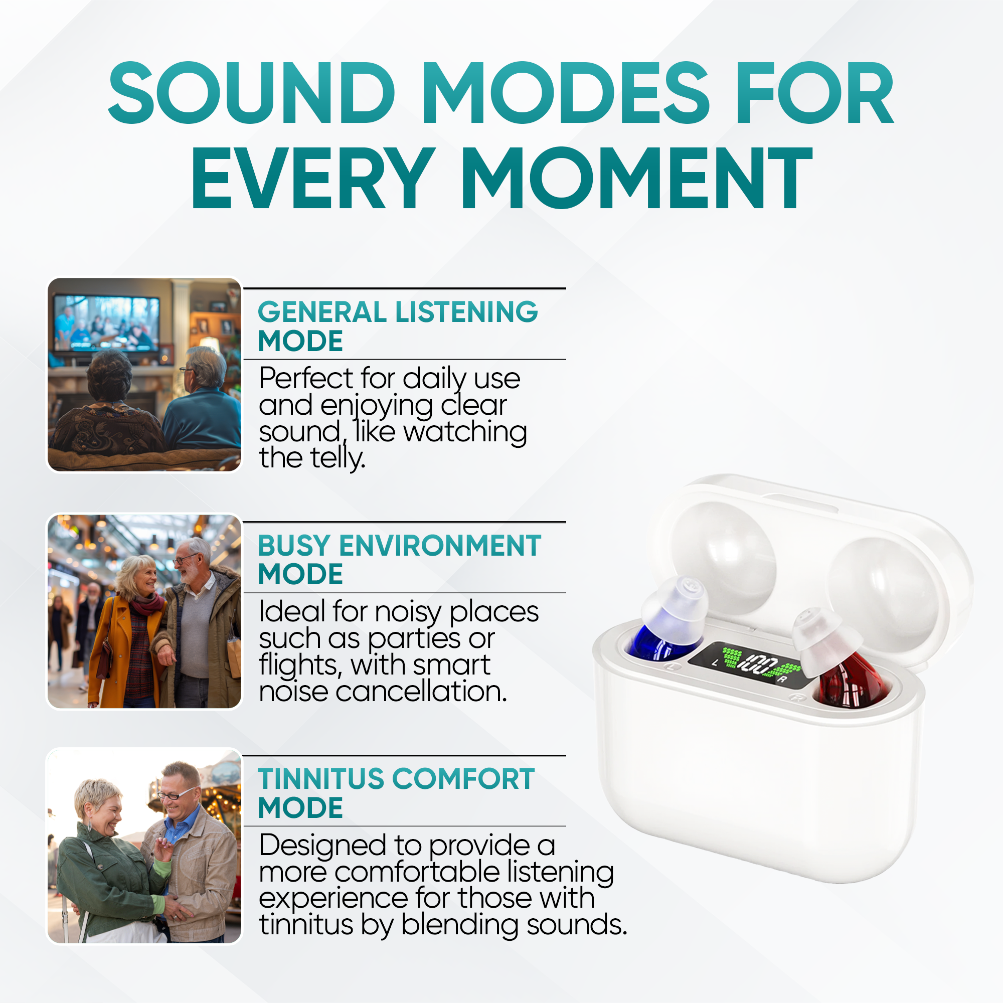 Premium Rechargeable Invisible Hearing Aids (In Ear & 1 Year Free Warranty)
