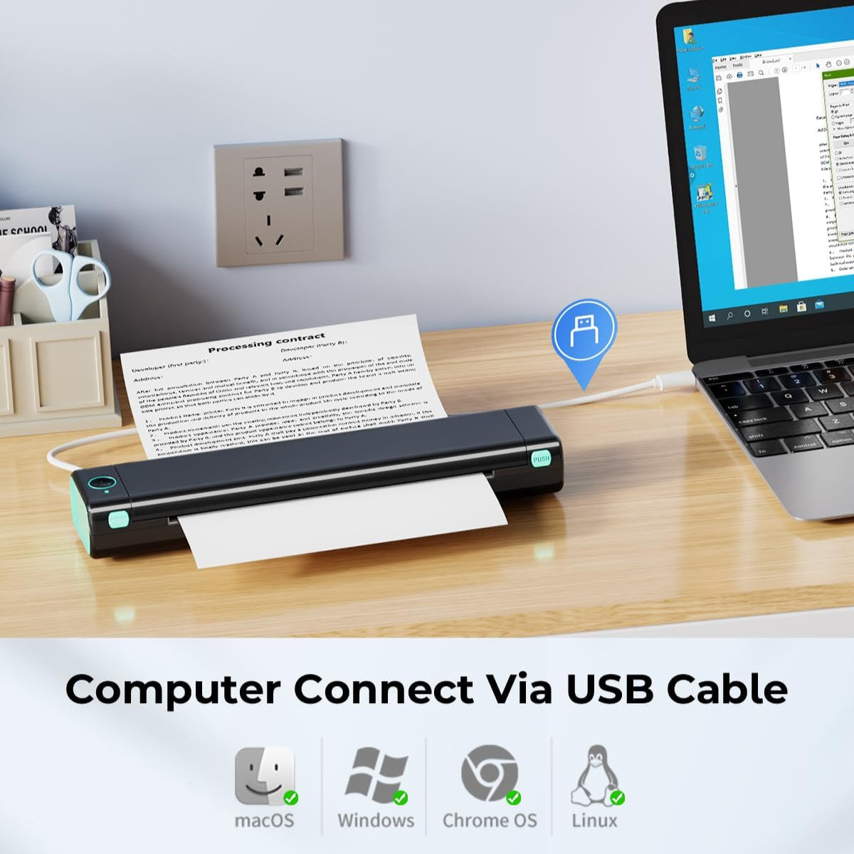 Aeroflux M08F Wireless Portable A4 Thermal Printer – Inkless, Effortless, On-the-Go