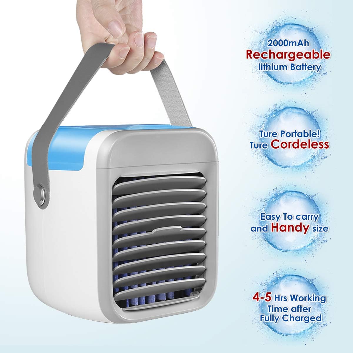 Aeroflux Ultra Mini 3-in-1 Rechargeable Personal Air Conditioner – Air Cooler, Humidifier & Purifier with LED Mood Light