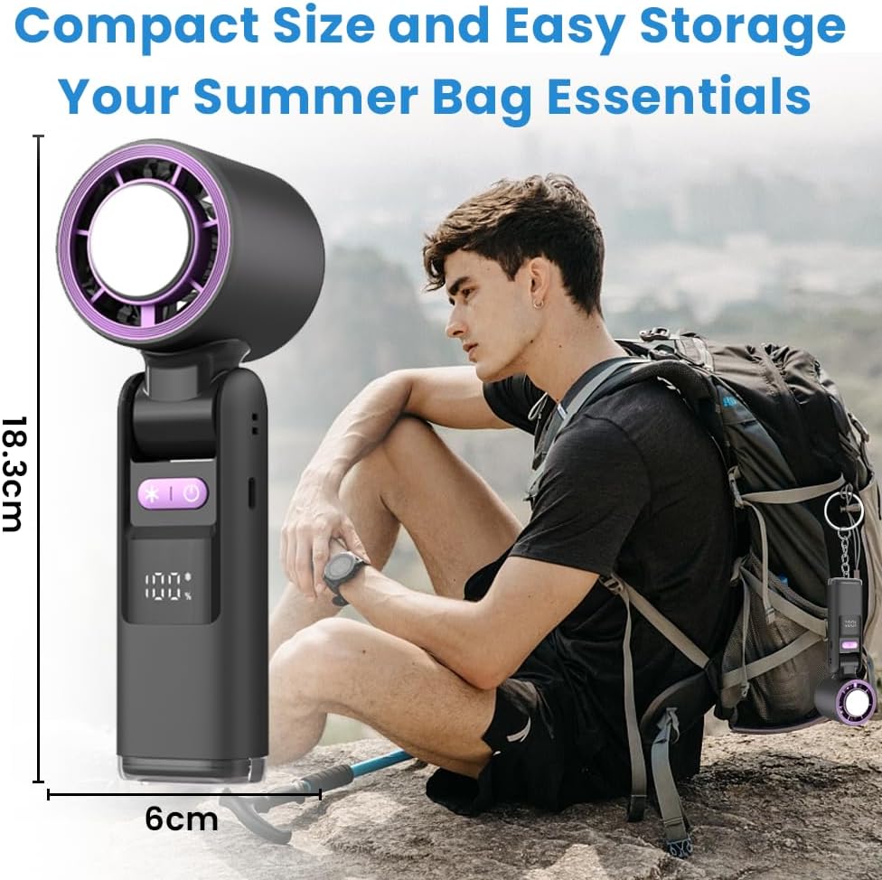 Aeroflux Portable Handheld Turbo Fan – USB Rechargeable with Ice Cooling Plate and Digital Display