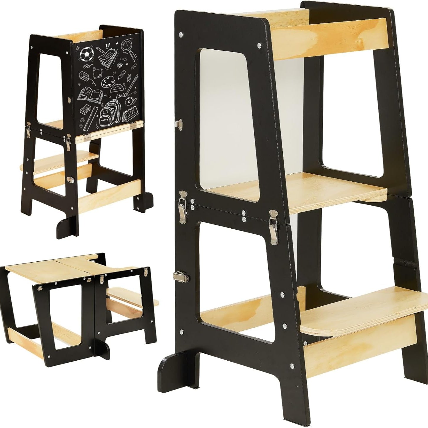 Aeroflux 3 in 1 Toddler Learning Tower With Safety Rail Mini Desk C aeroflux-3-in-1-toddler-learning-tower-with-safety-rail-mini-desk-c