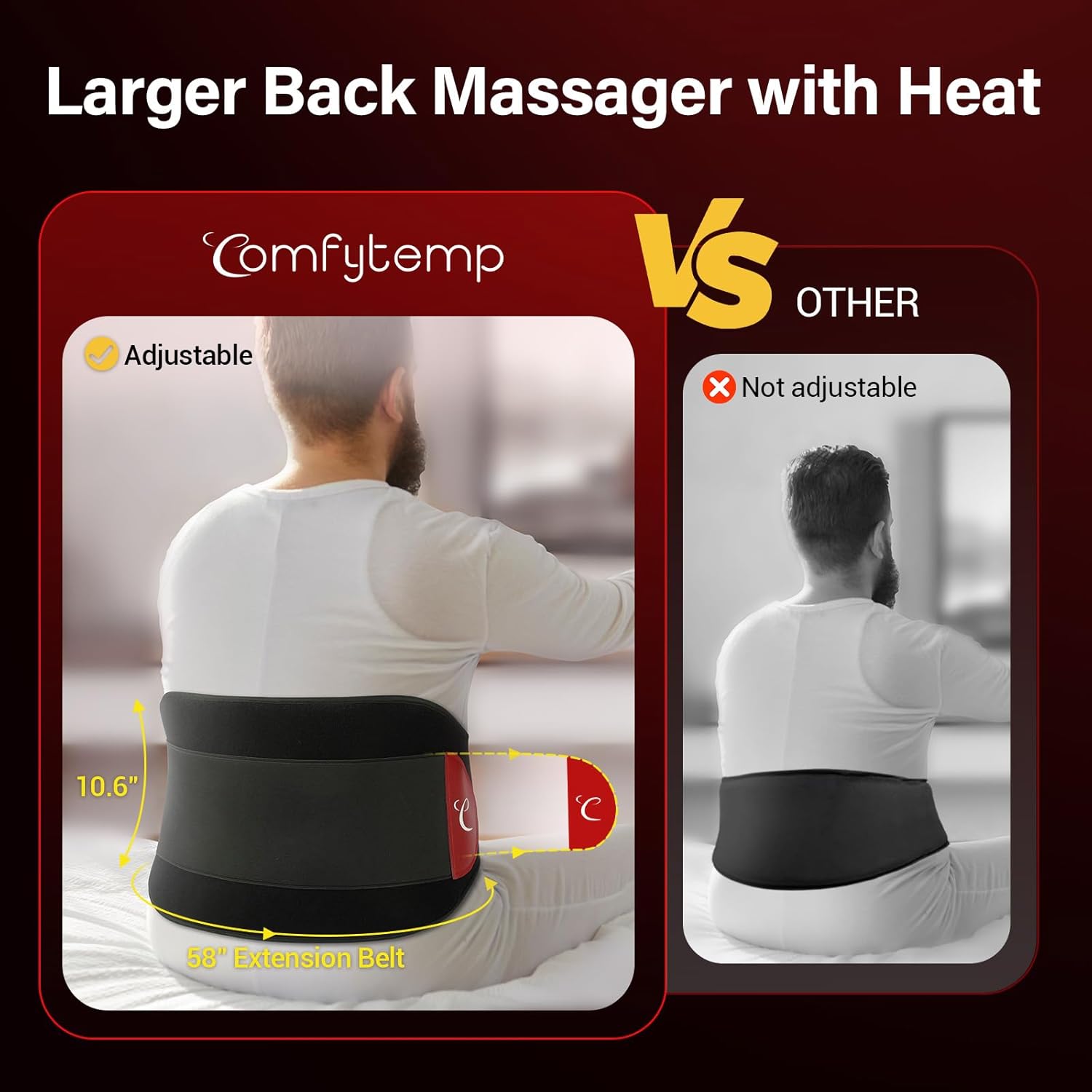 Aeroflux XXL Cordless Infrared Heat Pad – Back Pain Relief with Vibration Massage & App Control