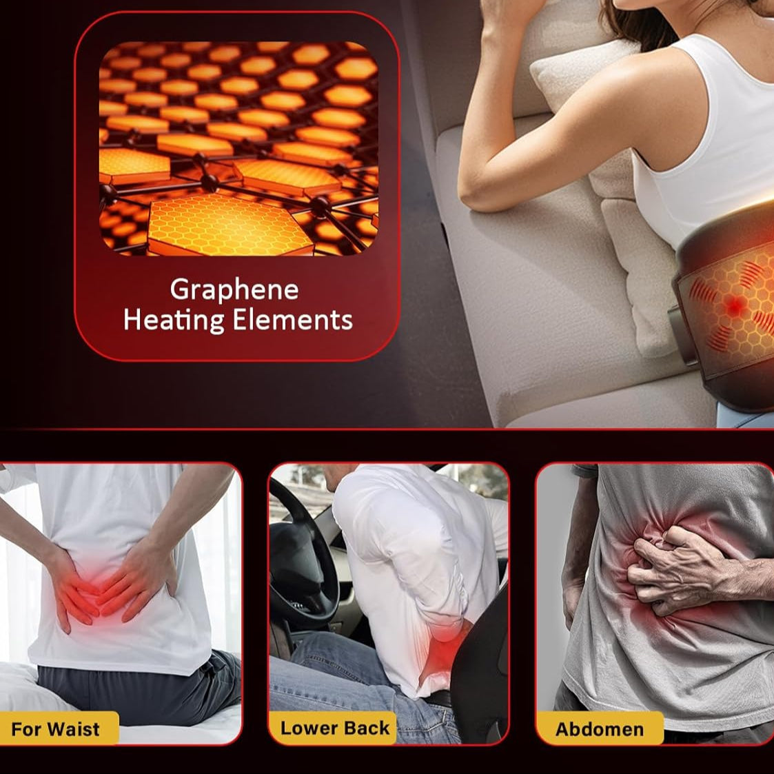 Aeroflux XXL Cordless Infrared Heat Pad – Back Pain Relief with Vibration Massage & App Control