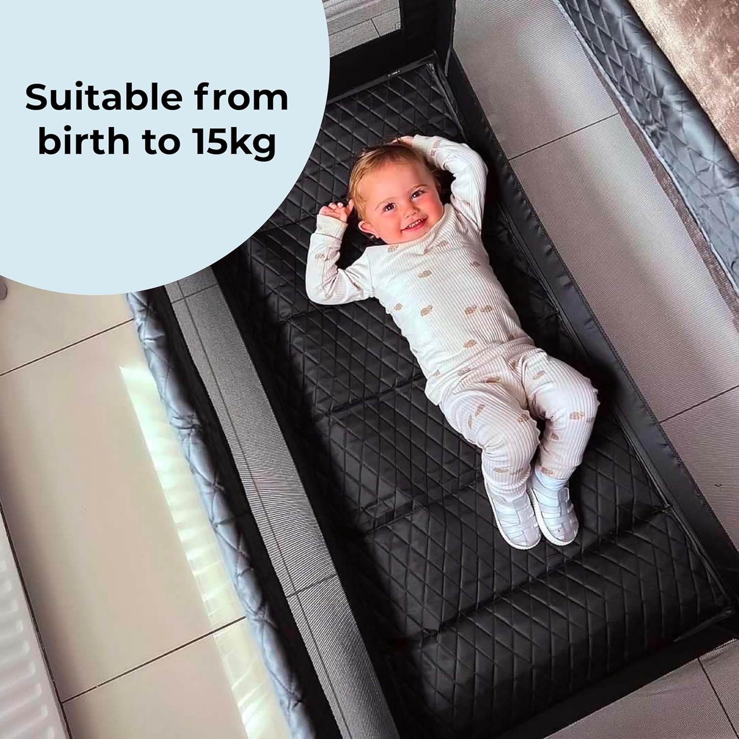 Aeroflux© Premium Quilted Travel Cot – Comfortable & Portable for Your Baby
