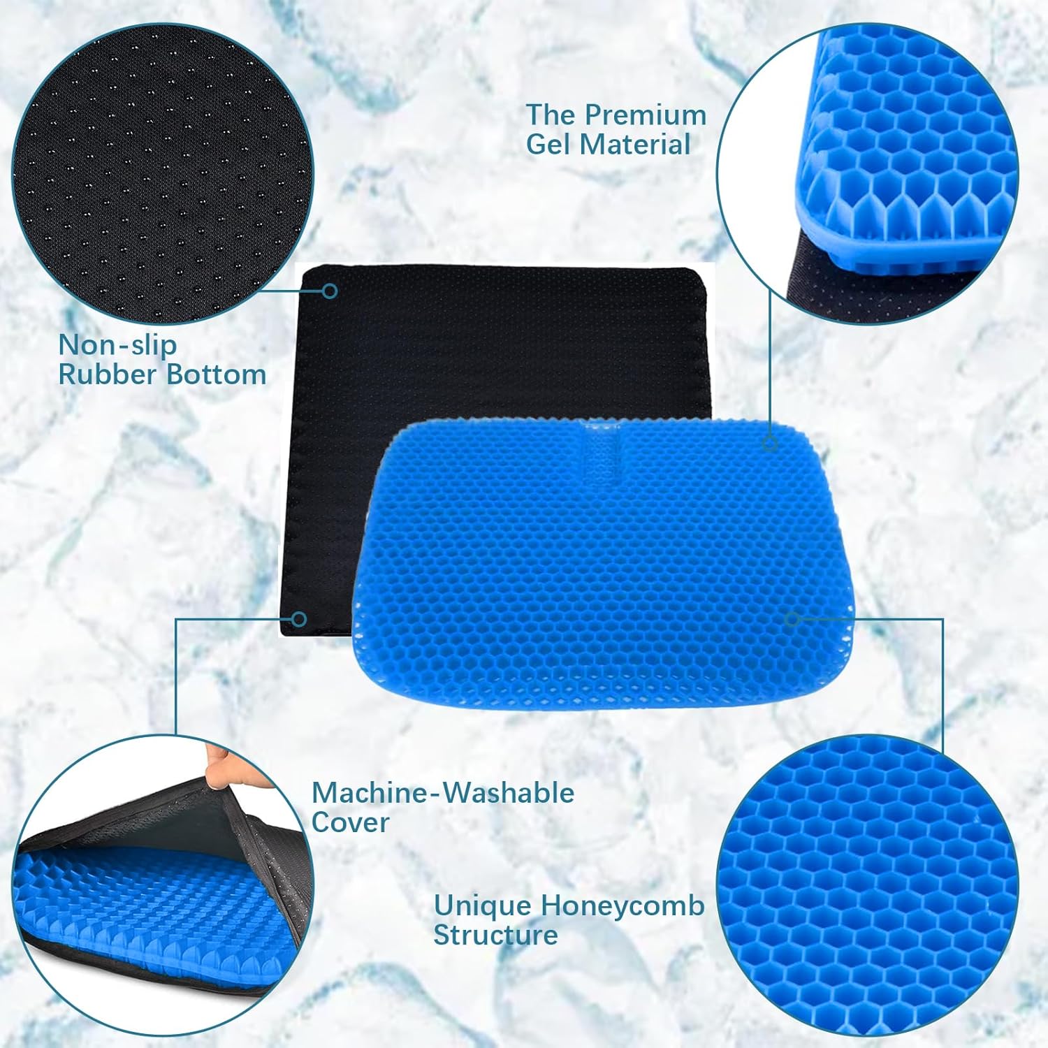 Aeroflux Gel Car Seat Cushion – Ergonomic Cooling Pad for Long Sitting Comfort & Pressure Relief
