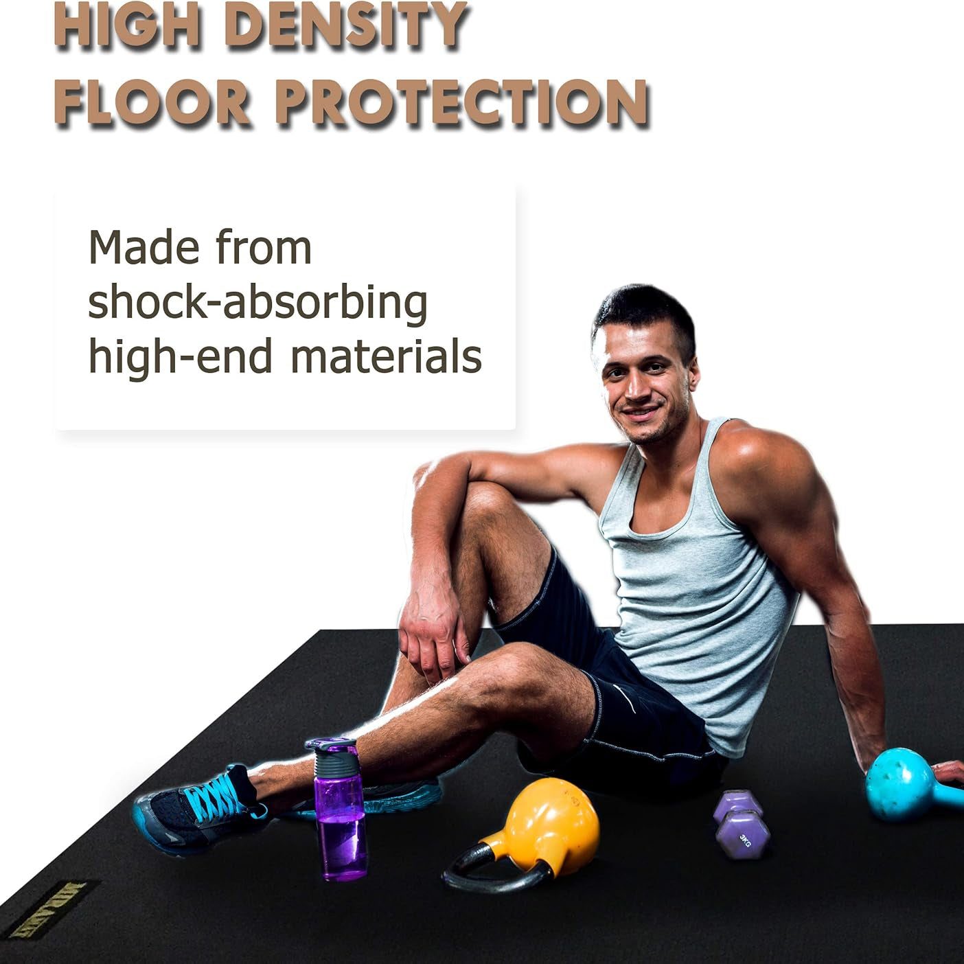 Aeroflux™ Ultra-Durable Large Exercise Mat – Black (183 x 122cm x 8mm)