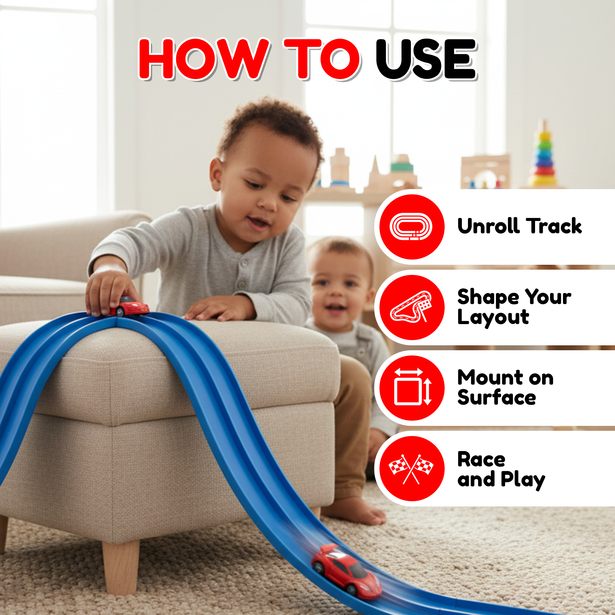 Aeroflux© Super Fun Flexible Car Race Track - Best Gift