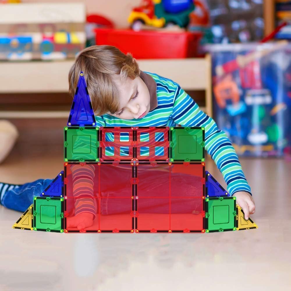 Theroflex© Magnetic Building Tiles - 64 Pcs or 119 Pcs - STEM Blocks