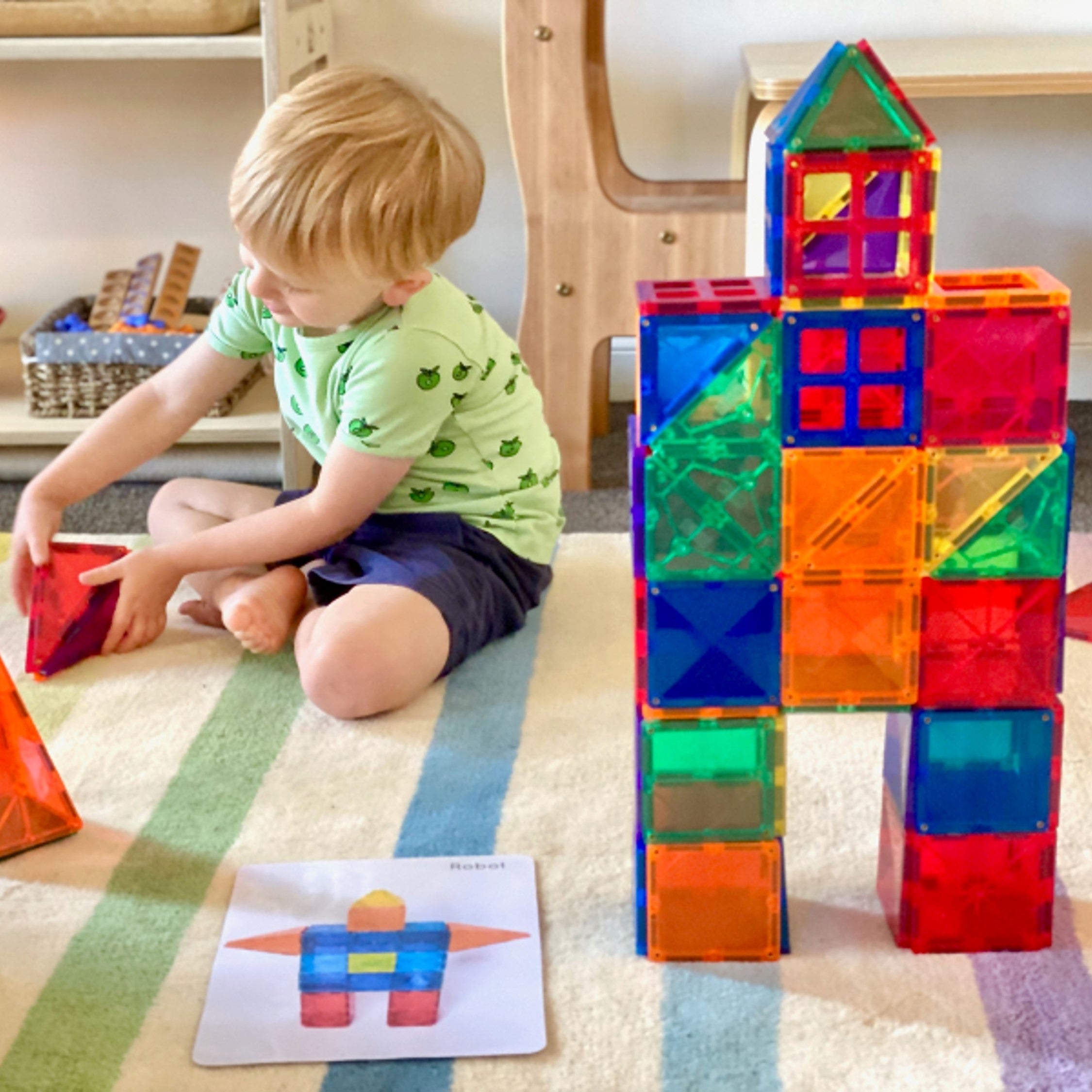 Theroflex© Magnetic Building Tiles - 64 Pcs or 119 Pcs - STEM Blocks