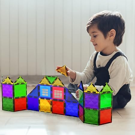 Theroflex© Magnetic Building Tiles - 64 Pcs or 119 Pcs - STEM Blocks
