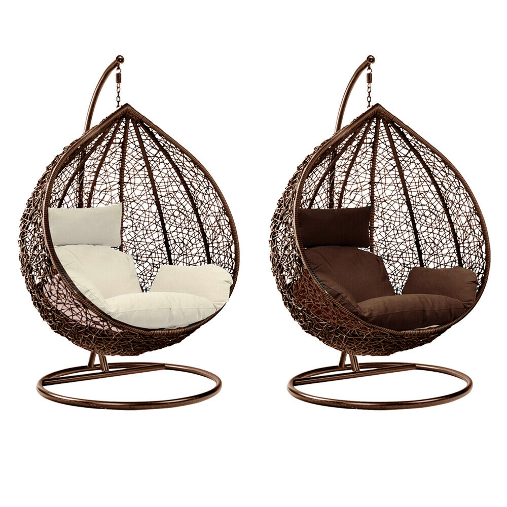 Aeroflux© Luxury Rattan Swing Egg Chair with Premium Cushions DPD1