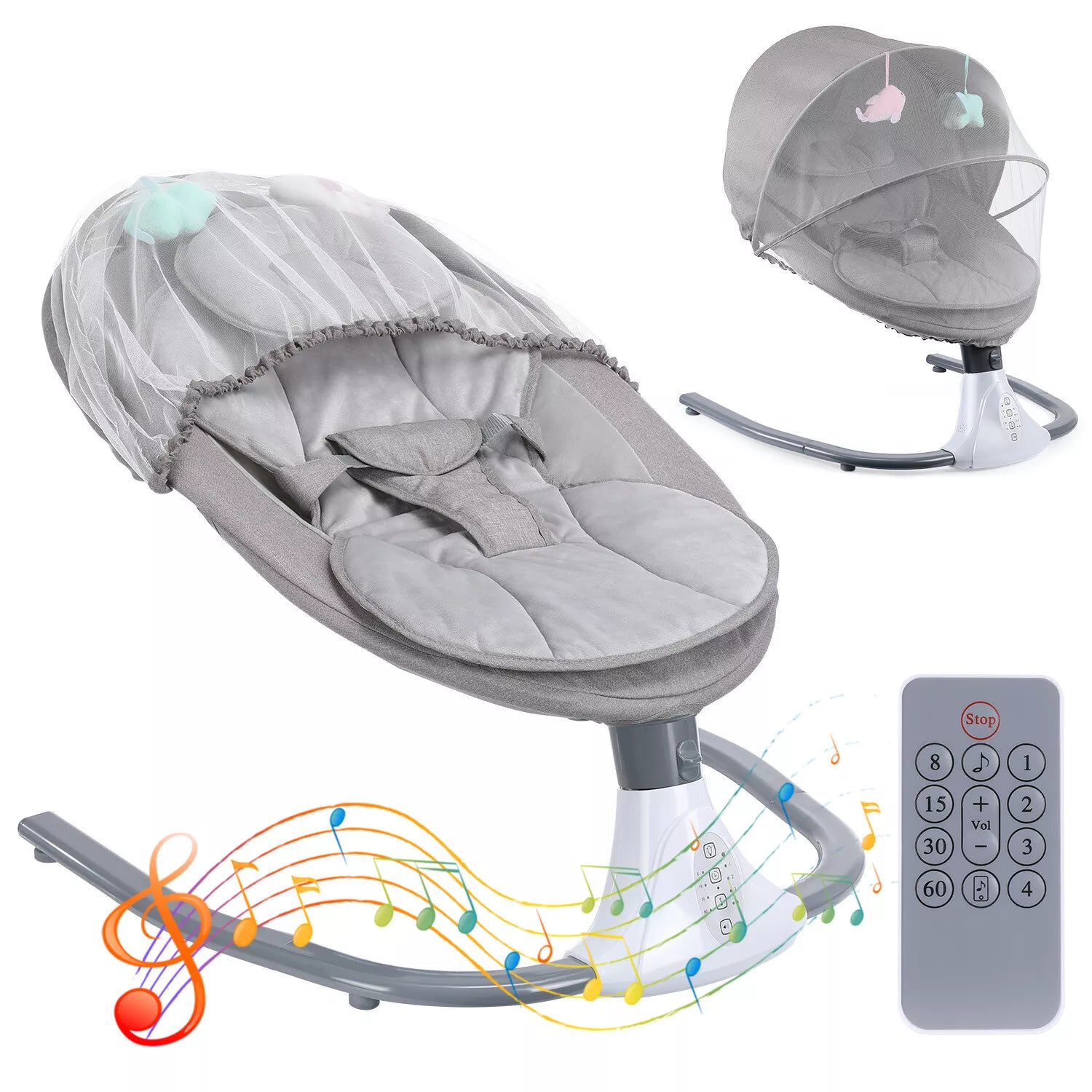 Aeroflux© Premium Bluetooth Electric Baby Swing & Bouncer