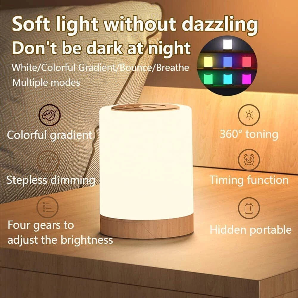 Aeroflux Touch-Control LED Night Light – Rechargeable, Multicolour, Dimmable Bedside Lamp