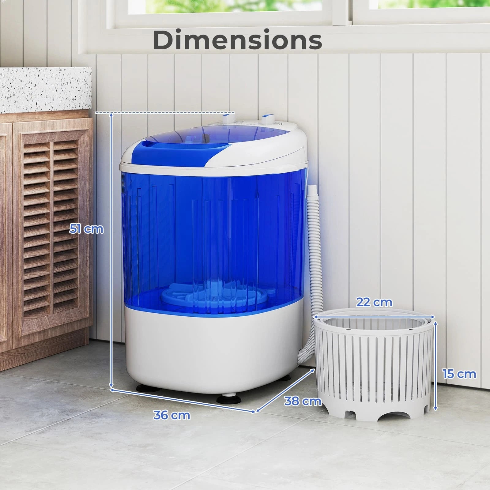 Aeroflux© Compact Portable Mini Washing Machine – Dual Wash & Spin with 2.5kg Capacity