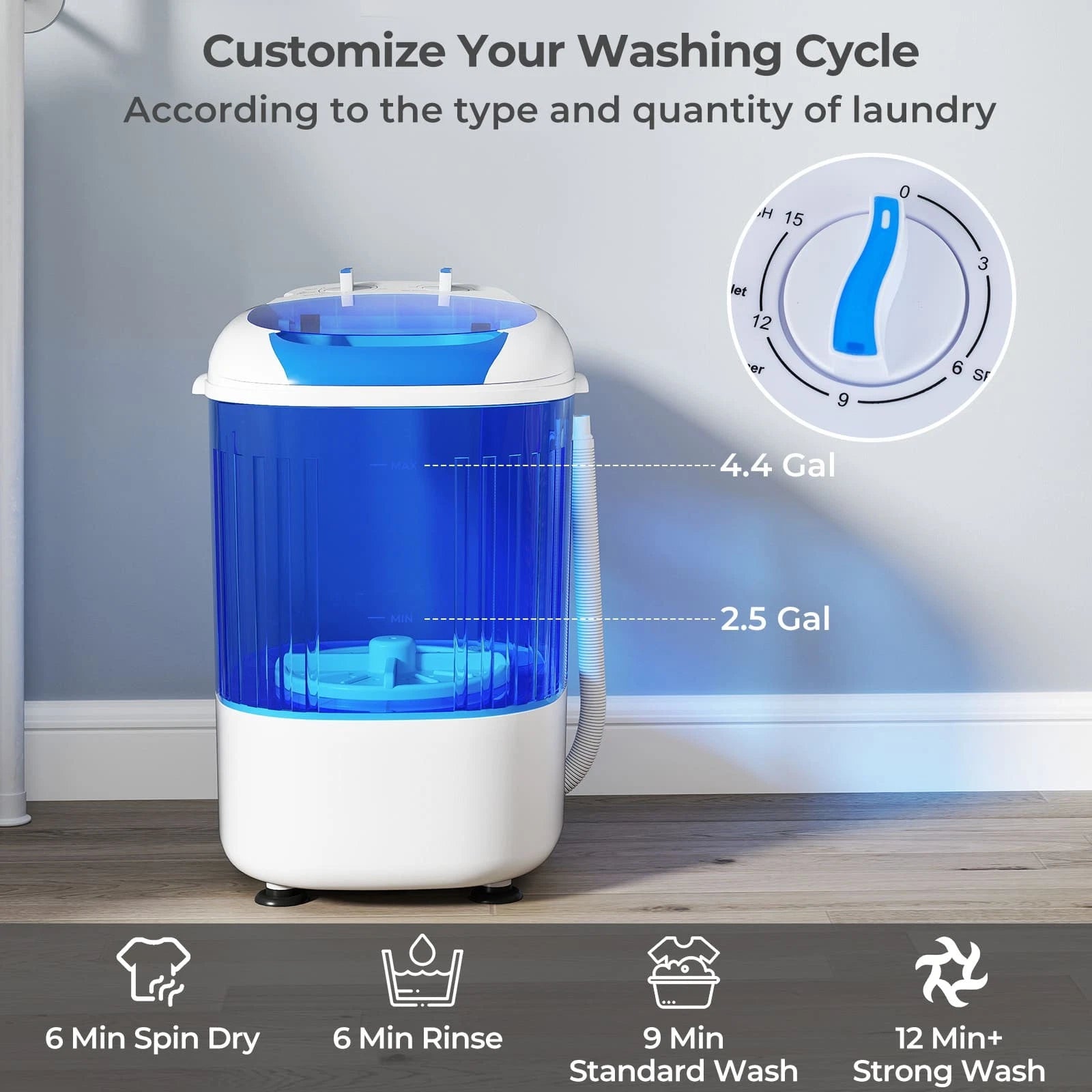 Aeroflux© Compact Portable Mini Washing Machine – Dual Wash & Spin with 2.5kg Capacity