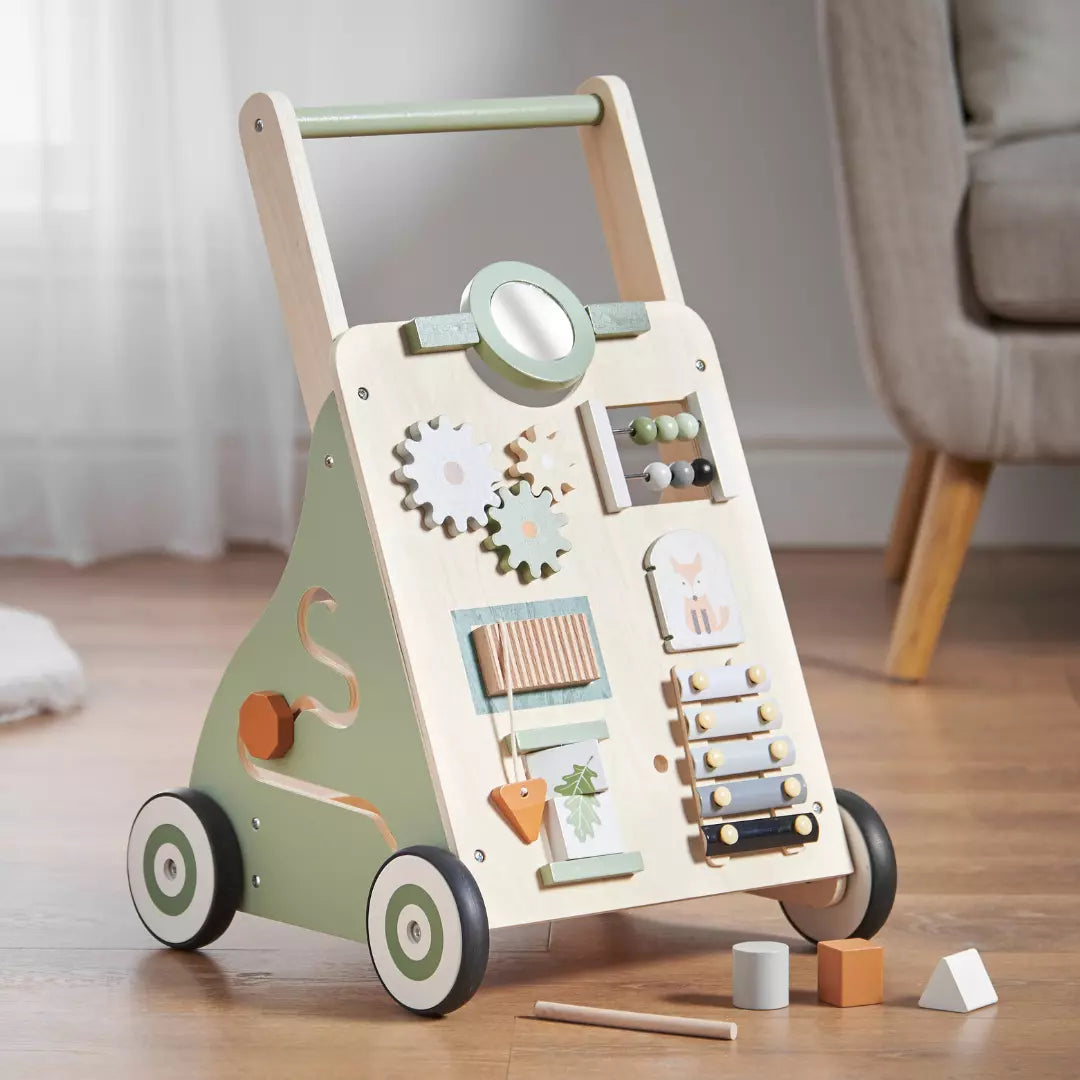 Aeroflux® Premium Wooden Baby Walker – 10-in-1 Learning Activity Center