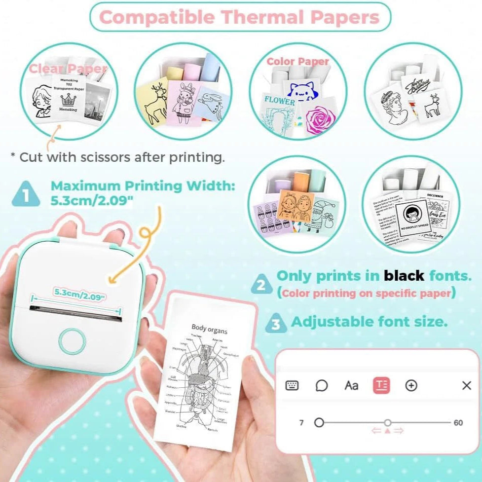 Aeroflux Mini Sticker Printer – Portable Wireless Bluetooth Label & Photo Maker