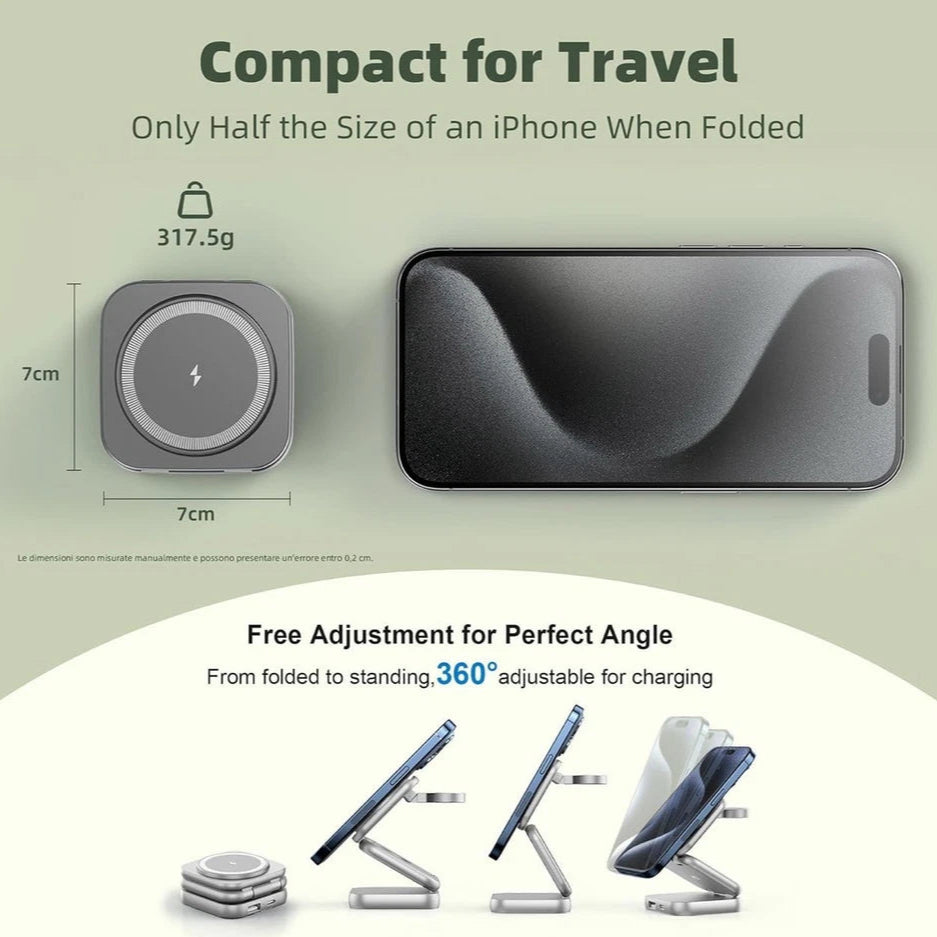 AeroFlux 5-in-1 Foldable MagSafe Wireless Charger | Travel Stand for iPhone, Watch & AirPods