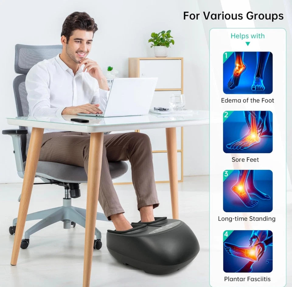 Aeroflux© Shiatsu Foot Massager with Heat & Air Compression – Deep Kneading Relief