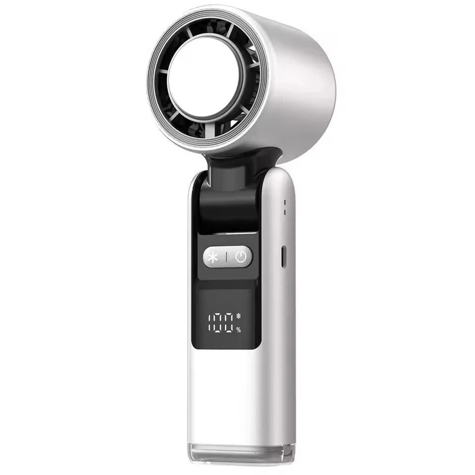 Aeroflux Portable Handheld Turbo Fan – USB Rechargeable with Ice Cooling Plate and Digital Display