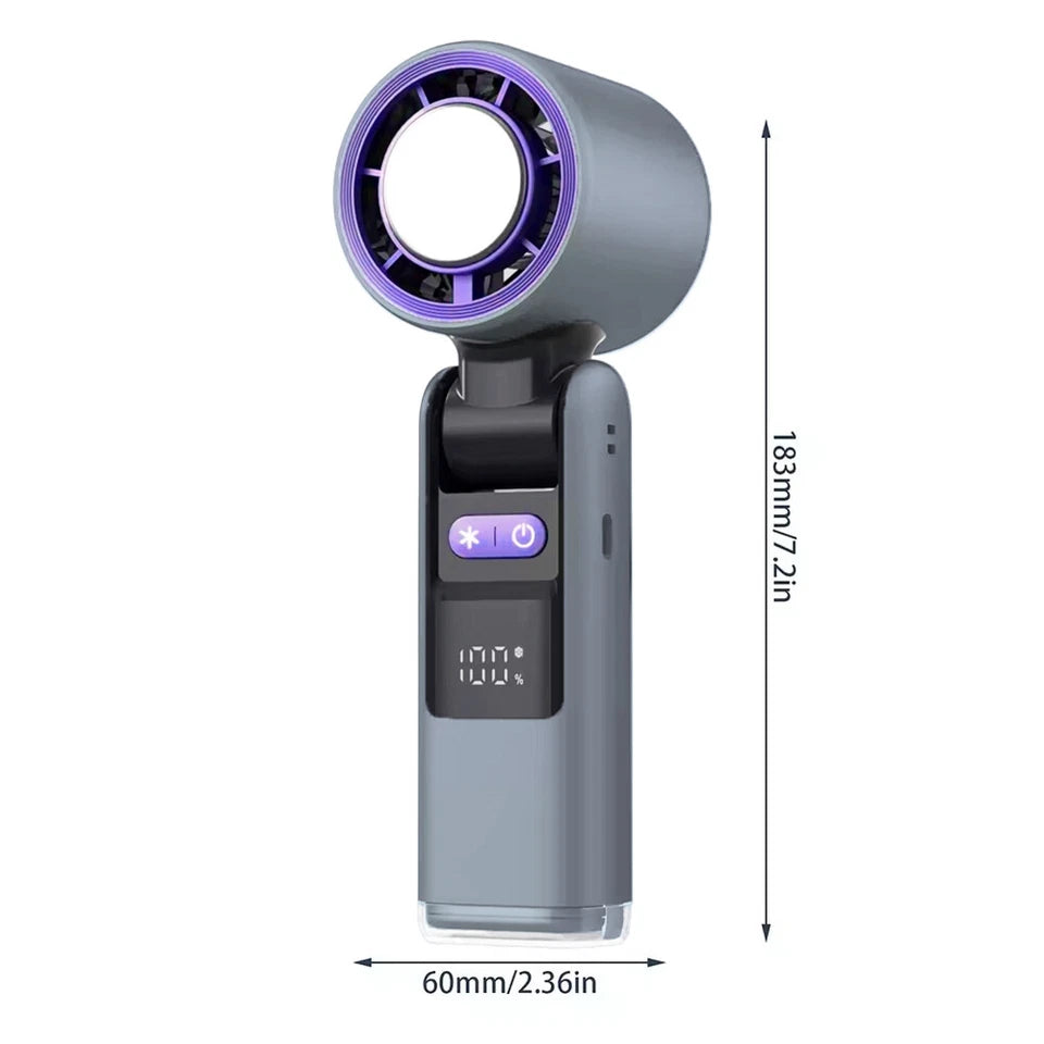 Aeroflux Portable Handheld Turbo Fan – USB Rechargeable with Ice Cooling Plate and Digital Display