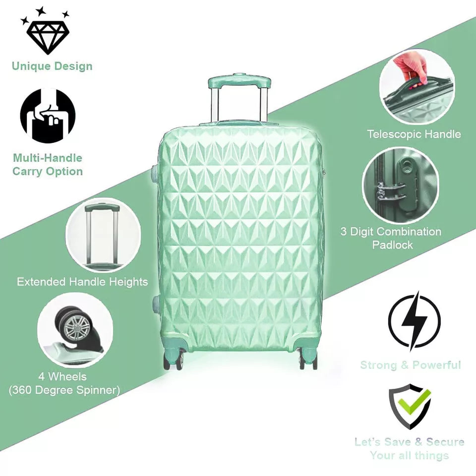 Aeroflux© Lightweight 4-Wheel ABS Hard Shell Travel Trolley Luggage (Medium 24")