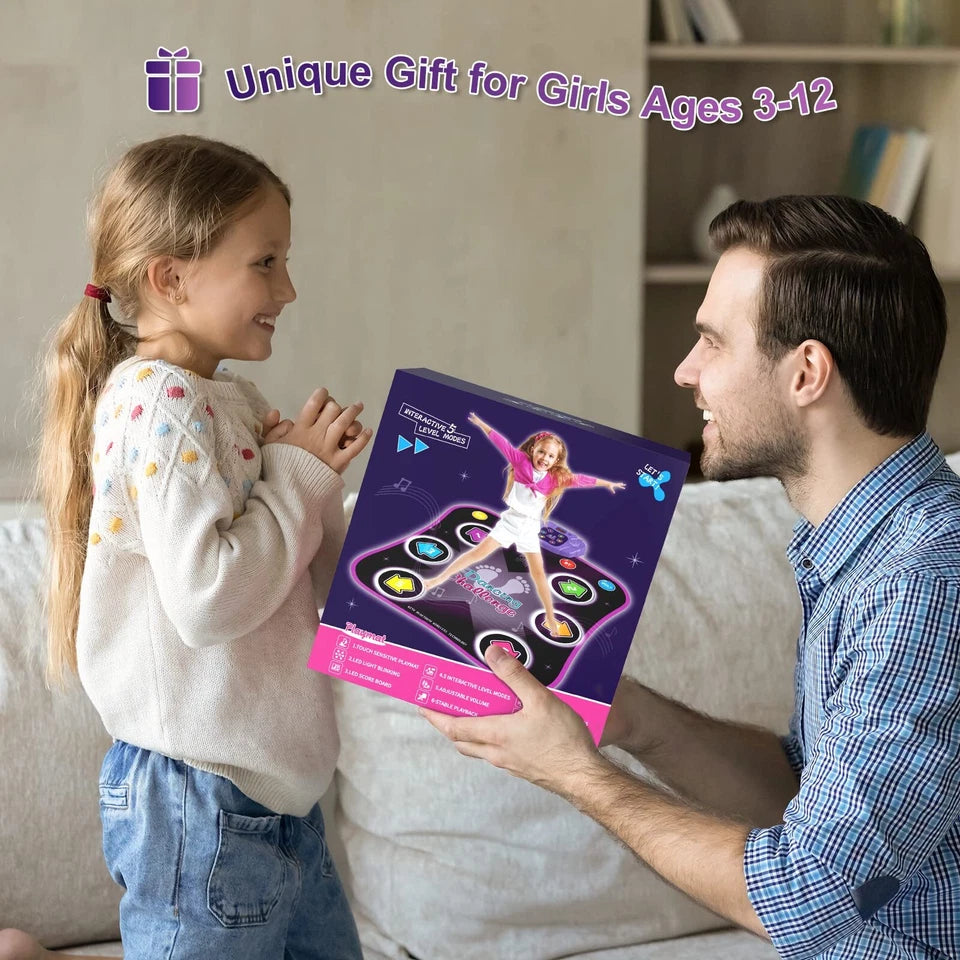 Aeroflux Bluetooth Dance Mat – LED Musical Play Pad for Kids (Ages 3–10)