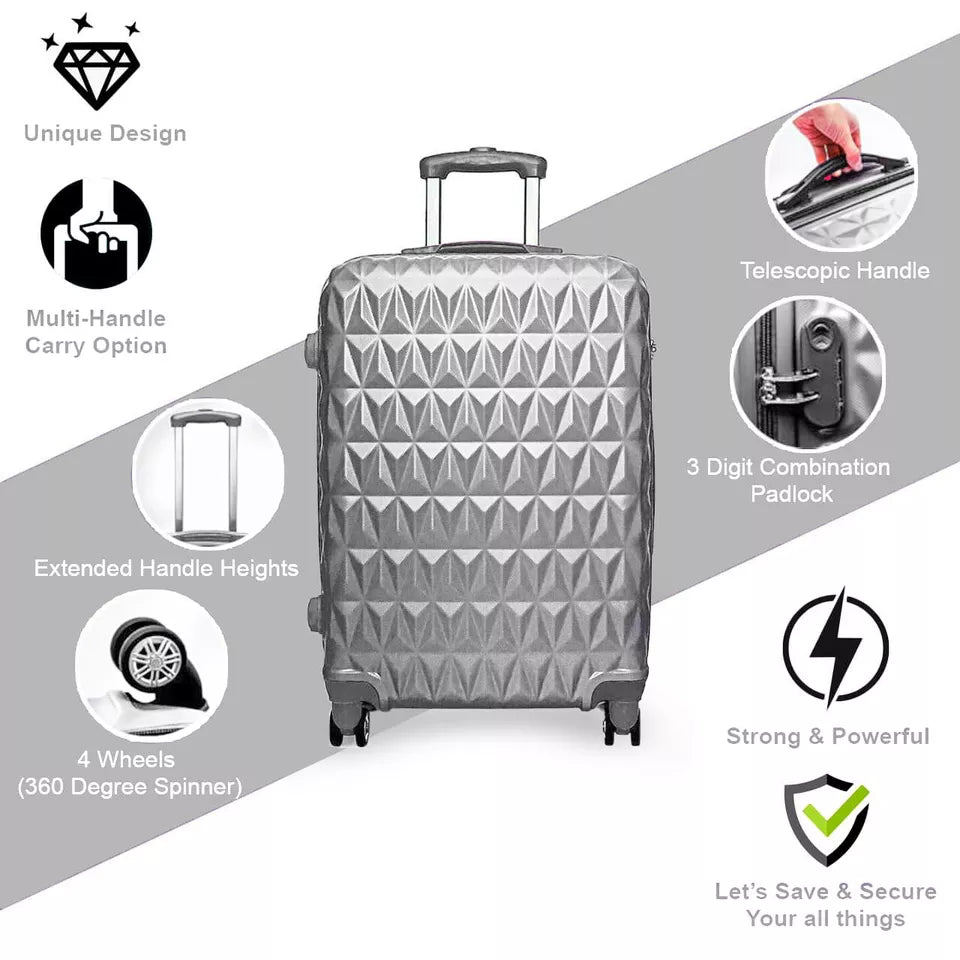 Aeroflux© Lightweight 4-Wheel ABS Hard Shell Travel Trolley Luggage (Medium 24")