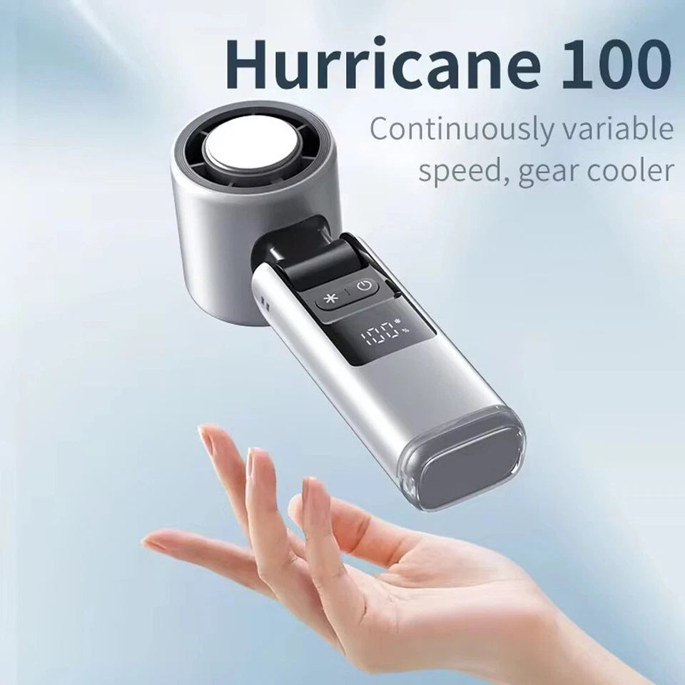 Aeroflux Portable Handheld Turbo Fan – USB Rechargeable with Ice Cooling Plate and Digital Display