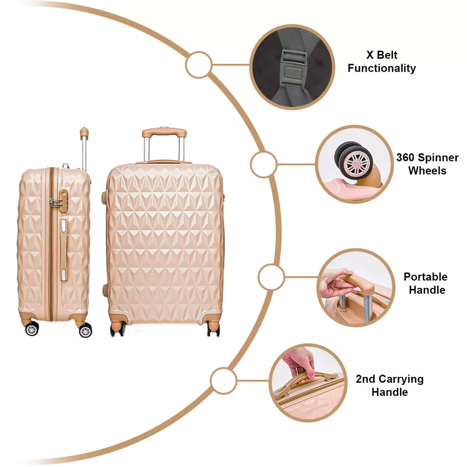 Aeroflux© Lightweight 4-Wheel ABS Hard Shell Travel Trolley Luggage (Medium 24")