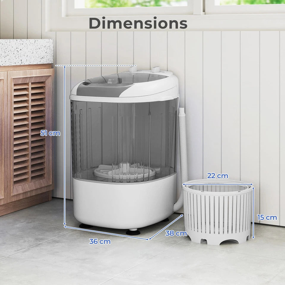 Aeroflux© Compact Portable Mini Washing Machine – Dual Wash & Spin with 2.5kg Capacity