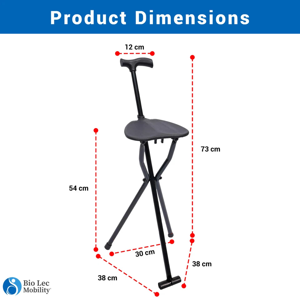 AeroFlux Foldable Cane with Seat — 3-Leg Steady Walking Stick for Comfort & Mobility