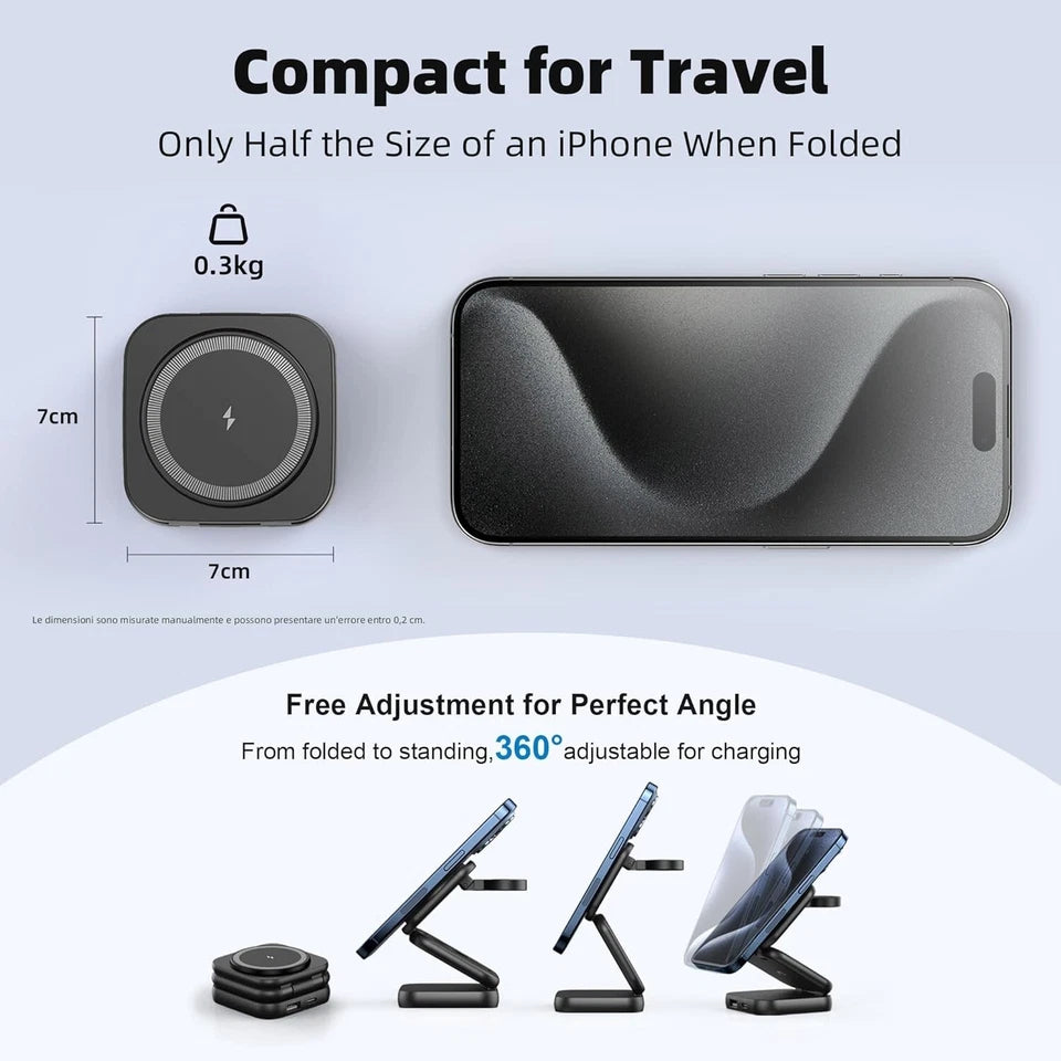 AeroFlux 5-in-1 Foldable MagSafe Wireless Charger | Travel Stand for iPhone, Watch & AirPods