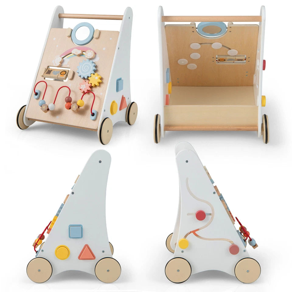 Aeroflux® Premium Wooden Baby Walker – 10-in-1 Learning Activity Center