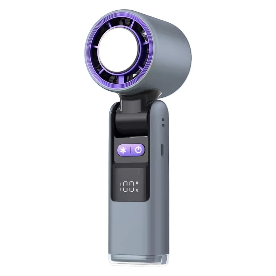 Aeroflux Portable Handheld Turbo Fan – USB Rechargeable with Ice Cooling Plate and Digital Display