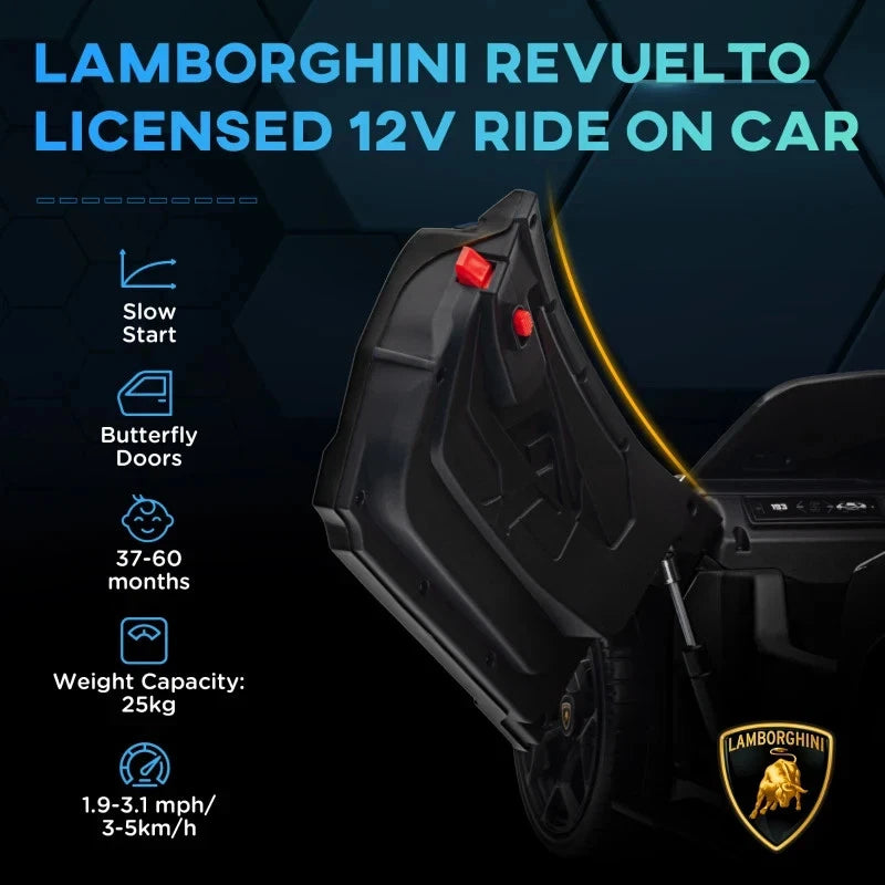 Aeroflux® Lamborghini Licensed Kids Electric Ride-On Car – Butterfly Doors, Remote Control, Music & Lights (Ages 3–8)