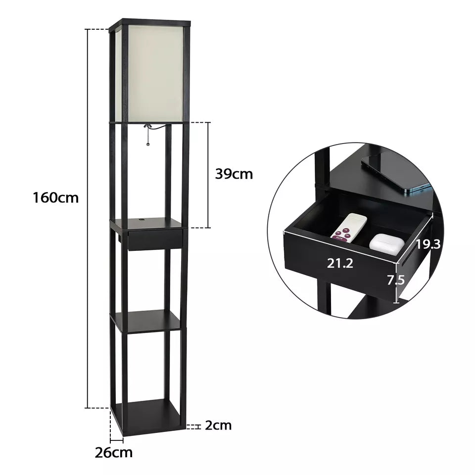 Aeroflux® Floor Lamp with Shelves – Modern Lighting with Smart Storage