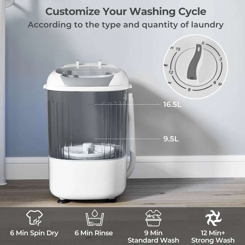 Aeroflux© Compact Portable Mini Washing Machine – Dual Wash & Spin with 2.5kg Capacity