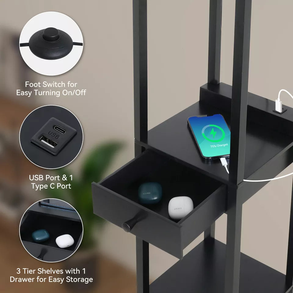 Aeroflux® Floor Lamp with Shelves – Modern Lighting with Smart Storage