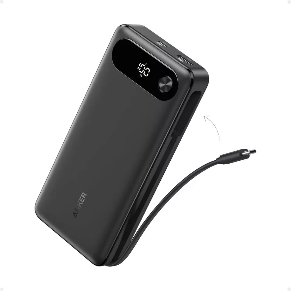AeroFlux® 20,000mAh Ultra-Fast Charging Power Bank – Built-in USB-C Cable & 87W Max Output