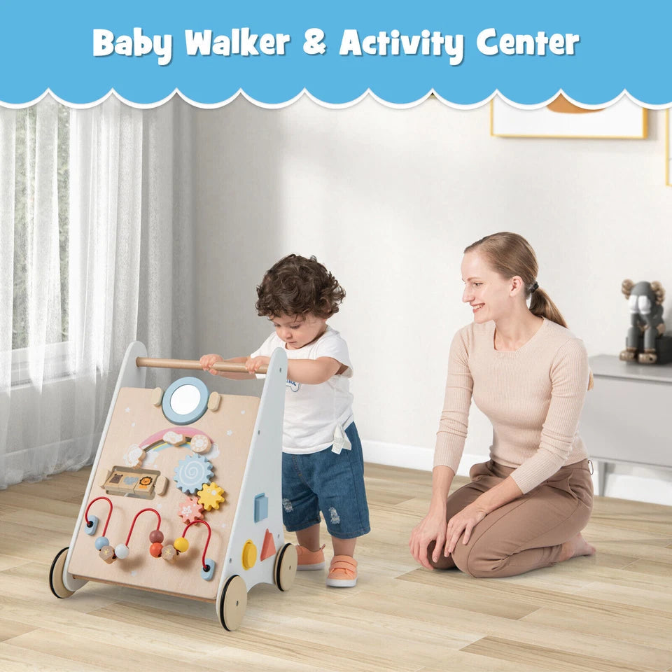 Aeroflux® Premium Wooden Baby Walker – 10-in-1 Learning Activity Center