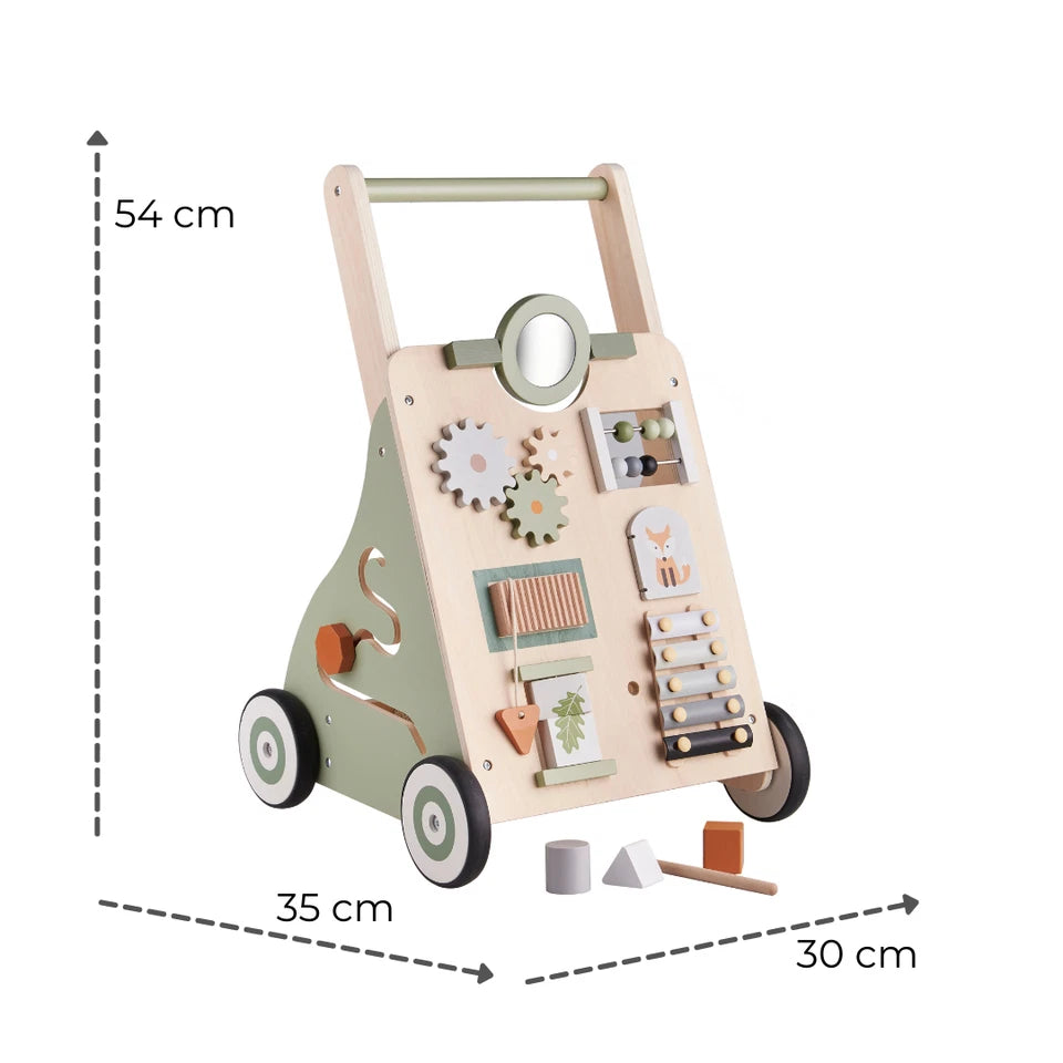 Aeroflux® Premium Wooden Baby Walker – 10-in-1 Learning Activity Center