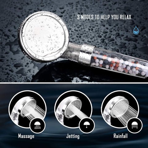 Aeroflux 3-Mode High-Pressure Water-Softening Shower Head with Mineral Filtration