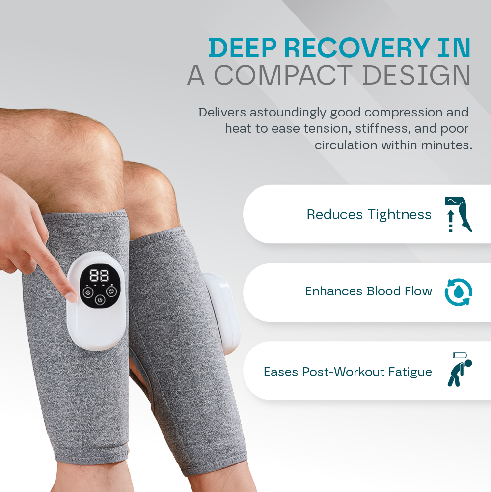 Aeroflux® Cordless Leg & Calf Massager w/ Heat: Air Compression Therapy, 3 Modes, Rechargeable Design