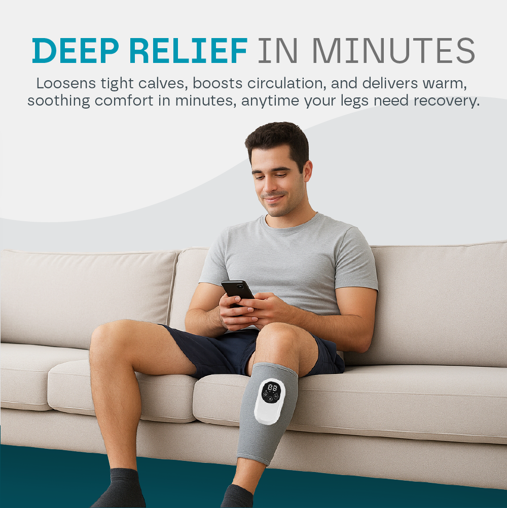 Aeroflux® Cordless Leg & Calf Massager w/ Heat: Air Compression Therapy, 3 Modes, Rechargeable Design