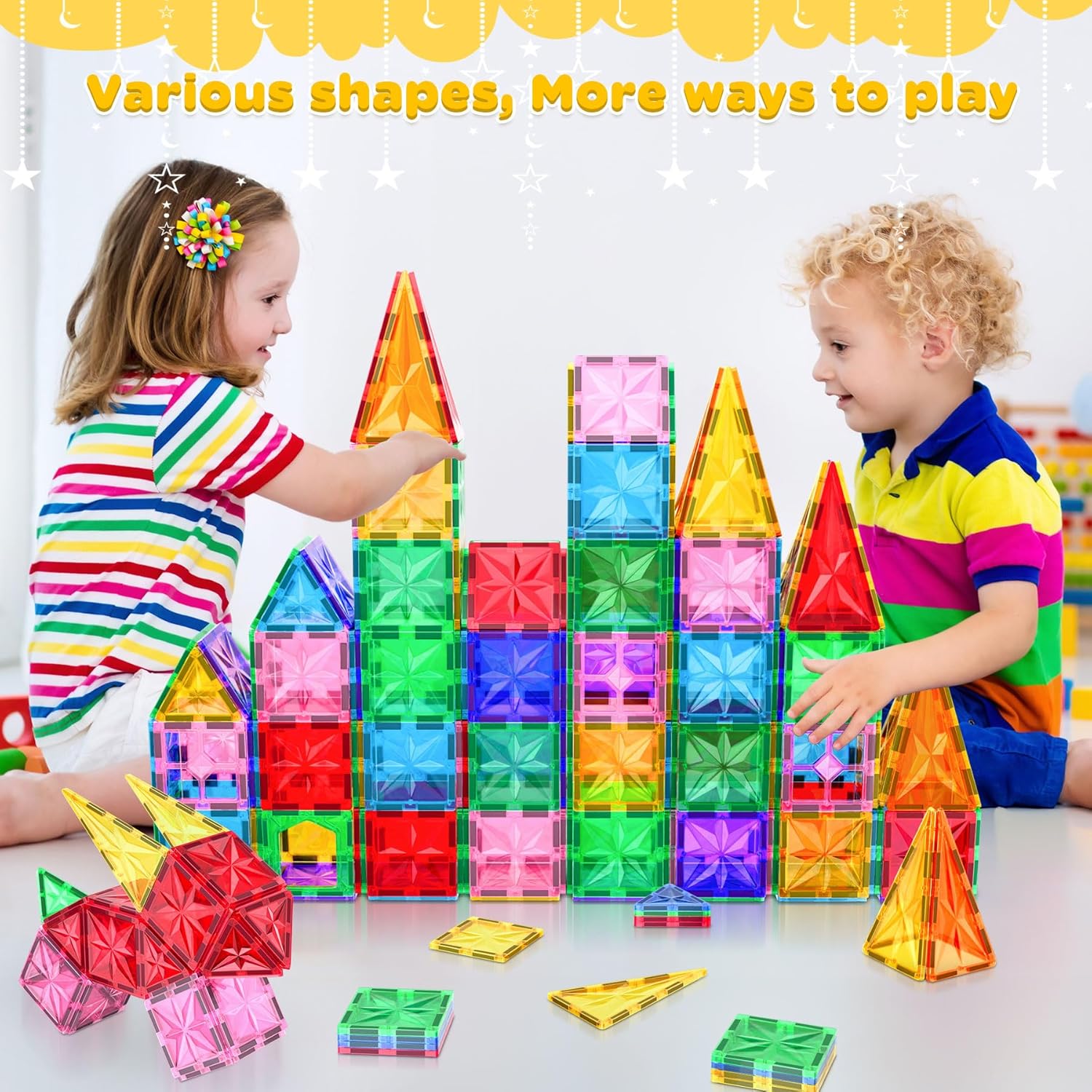 Theroflex© Magnetic Building Tiles - 64 Pcs or 119 Pcs - STEM Blocks
