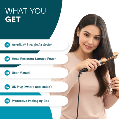Aeroflux© Premium Luxury Airstrait 2-in-1 Styler Straightener & Hair Dryer