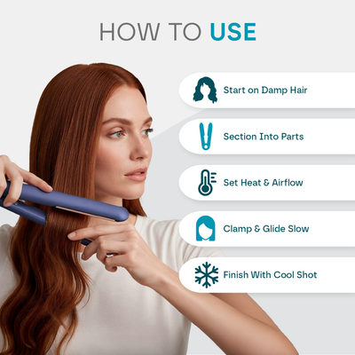 Aeroflux© Premium Luxury Airstrait 2-in-1 Styler Straightener & Hair Dryer