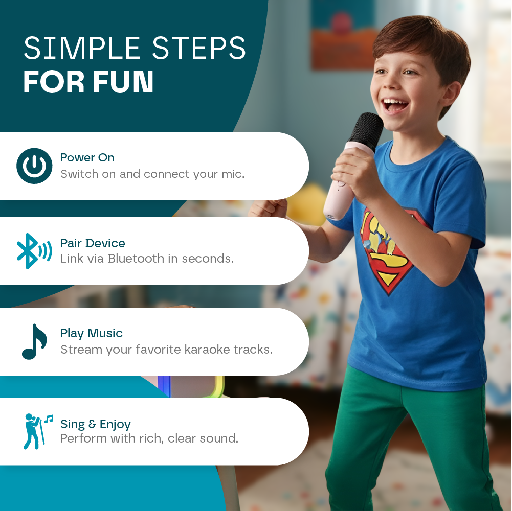 Aeroflux© Mini Karaoke Machines for Kids Adults W/2 Microphones, Portable Bluetooth Speaker, Voice Changing Effects